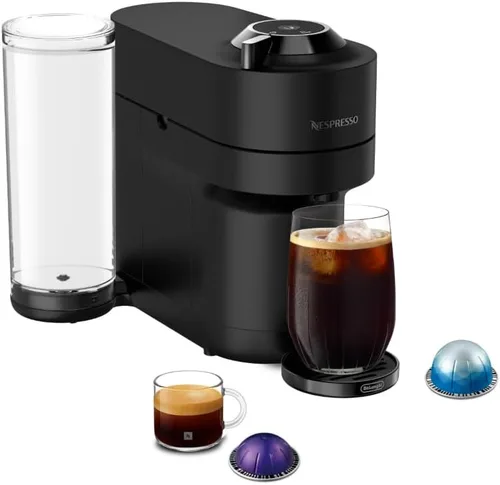Vista 3 de Máquina de Café y Espresso Nespresso Vertuo Pop+ Deluxe de De'Longhi, Plata y Cápsulas VertuoLine, Café de Tostado Medio y Oscuro, Paquete Variado
