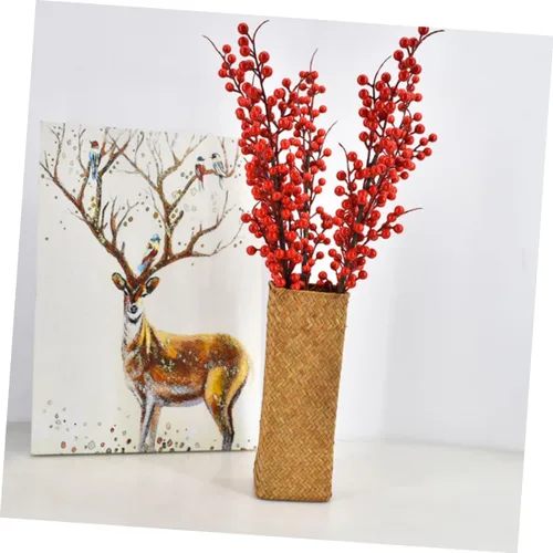 Vista 9 de Operitacx 2 piezas de decoración de plantas secas para jarrón, decoraciones rústicas, maceta de flores de ratán, caja de almacenamiento de mimbre