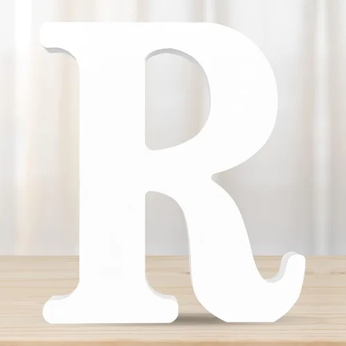 Vista 10 de Letras de madera blancas 3D de 6 pulgadas, letras de pared del alfabeto de madera para decoración de pared, manualidades de madera, letras de pie
