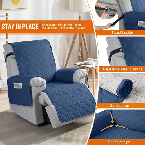 Vista 3 de VANSOFY Fundas 100% impermeables para sillas reclinables, funda antideslizante para sillas reclinables, protector de muebles para perros, funda