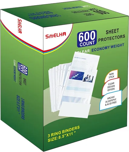 Vista 7 de Protectores de hojas de 100 páginas, protector de página de 8.5 x 11 pulgadas, protectores de páginas de plástico transparente mejorados