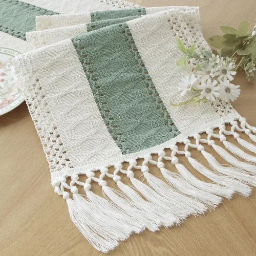 Vista 29 de FEXIA - Camino de mesa bohemio con borlas, para decoración del hogar, de macramé para decoración de habitación, comedor, dormitorio, despedida