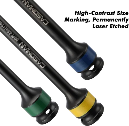 Vista 6 de CASOMAN Juego de 10 barras de extensión de par codificadas por colores de 8 pulgadas de longitud de 1/2 pulgadas, 65 a 150 pies-libras