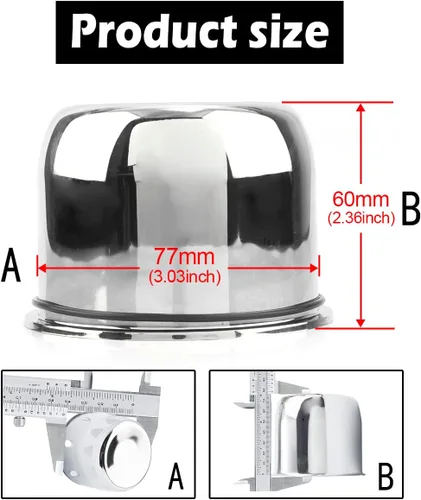 Vista 3 de 4 Piezas Tapas Centrales de Rueda de Remolque de 3.03 pulgadas Push Through Diámetro Interior 3.03" Alto 2.36" Tapa de Cubo para Camión SUV RV