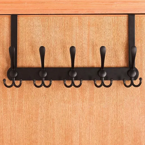 Vista 5 de Encozy Ganchos para colgar sobre la puerta, perchero para colgar ropa, sombrero, toalla (resistente negro, 1 unidad)