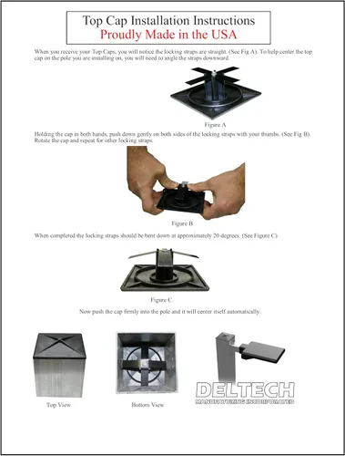 Vista 4 de 3 – 1/2" Ronda poste de luz parte superior Cap- plástico, color negro