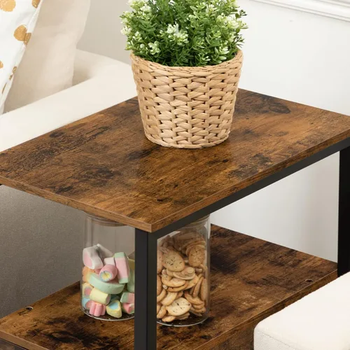 Vista 6 de HOOBRO End Table, Narrow Chairside Table with Drawer and Open Storage Shelf, Nightstand for Small Spaces, Stable and Sturdy Construction, Wood Look