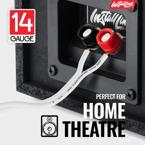 Vista 2 de Install Link Cable de altavoz de calibre 14 (blanco) para cable de audio de automóvil, hogar o RV, 100 pies, CCA
