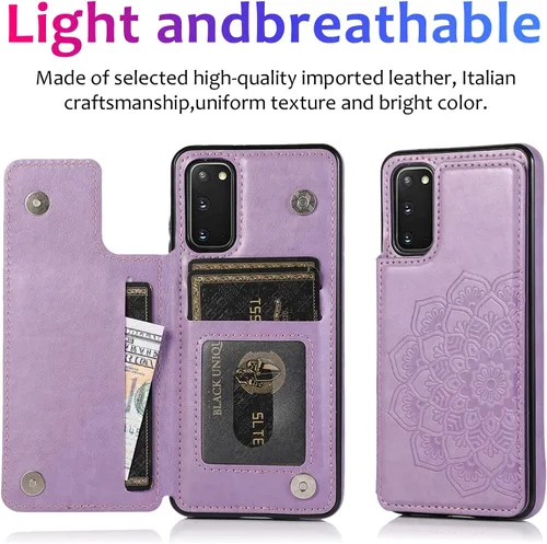 Vista 3 de Asuwish Funda compatible con Samsung Galaxy S20 Plus Glaxay S20+ 5G y protector de pantalla de vidrio templado con ranura para tarjetero, función