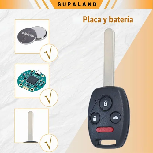 Vista 5 de SUPALAND Llavero de entrada sin llave compatible con Honda Civic 2006 2007 2008 2009 2010 2011 2012 2013 Control remoto llave de cabeza de repuesto