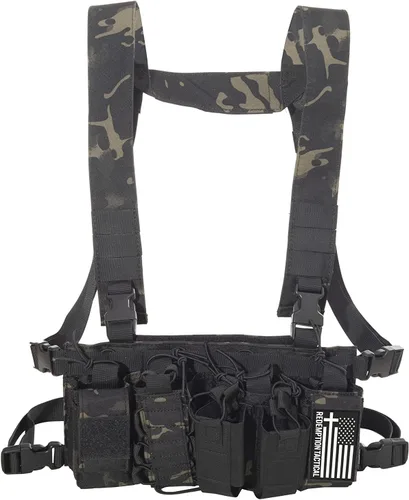 Vista 5 de Redemption Tactical Aparejo de pecho con rifle, bolsas de pistola mag, cartel desmontable para bolsa Mag