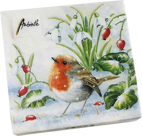 Servilletas navideñas de 20 unidades de 13 x 13 pulgadas para Decoupage – Servilletas de papel de pájaro de invierno para otoño y Acción de Gracias