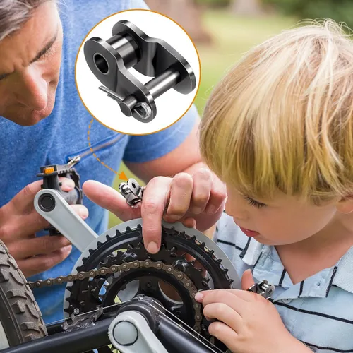 Vista 7 de OIIKI Enlace compensado de cadena de rodillos #40, paquete de 8