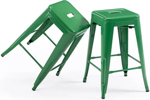 Vista 53 de Taburete Vogue Furniture Direct de 24 pulgadas, taburete de metal sin respaldo, taburete alto para encimera de interior o exterior con asiento