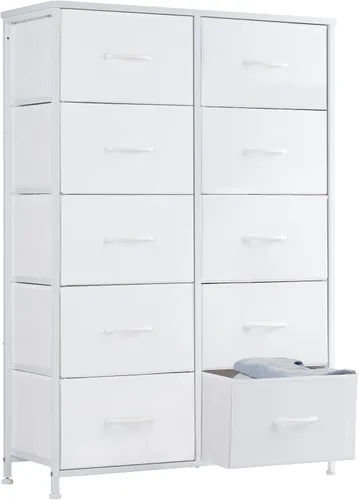 Vista 24 de Sweetcrispy Cómoda, Cómoda Alta para Dormitorio, Organizador de Cómoda con Cajones de Almacenamiento con 10 Cajones, Cómoda con Compartimento