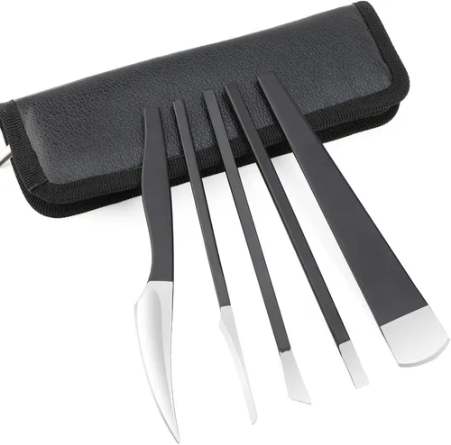 Kit de cuchillos de pedicura, juego de 5 piezas de acero inoxidable para quitar callos muertos de pies, herramientas profesionales de acero para
