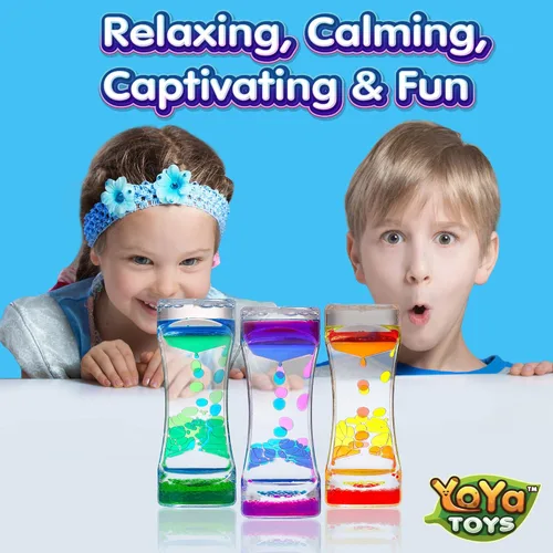 Vista 2 de YoYa Toys Liquimo - Liquid Motion Bubbler - 3 Pack - Sensory Fidget Desk Toy for Kids & Adults - Relaxing Hourglass Timer Tubes - Calming Visual