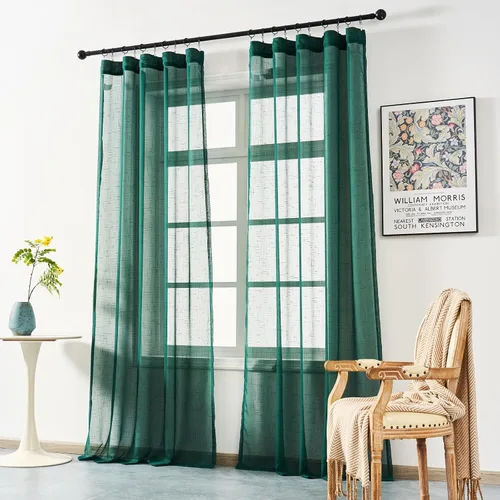 Vista 11 de Cortinas plisadas con aspecto de lino negro de 84 pulgadas de largo, 2 paneles de cortinas y cortinas de filtro de luz con textura rústica, cortina