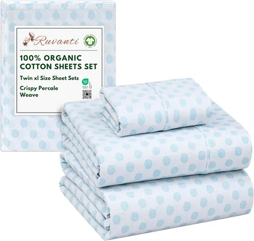 Vista 152 de RUVANTI - Juego de sábanas individual XL, 100% algodón orgánico, percal, certificado GOTS, 3 piezas, bolsillo profundo de 15 pulgadas, frescas
