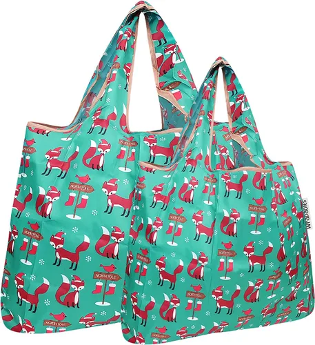 Vista 9 de allydrew Large & Small Foldable Tote Nylon Reusable Grocery Bags, Set of 2