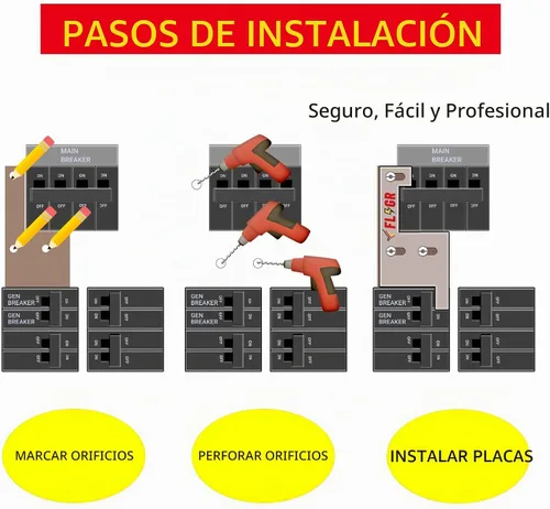 Vista 5 de Kit de enclavamiento de generador compatible con paneles GE General Electeric Vertical Main150 o 200 amperios. Espacio de 2 1/4 pulgadas entre