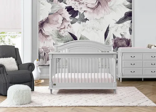 Vista 2 de Delta Children Simmons Kids Juliette - Cuna convertible 6 en 1 con riel para niños, certificado Greenguard Gold, gris Moonstruck