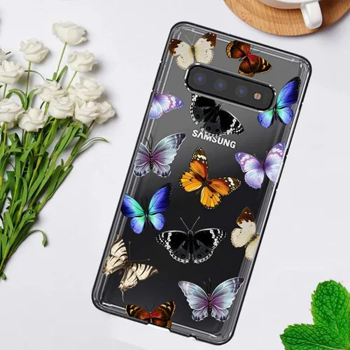 Vista 6 de Funda para Galaxy S10 Plus, para Samsung S10+ Funda de silicona TPU absorbente de golpes con mariposa transparente para Samsung Galaxy S10 Plus