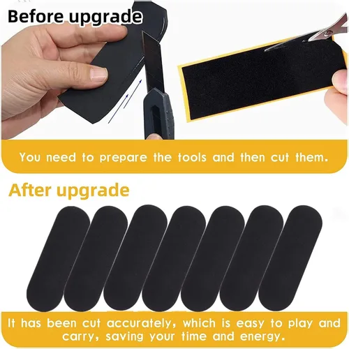 Vista 4 de 10 piezas de cinta adhesiva de agarre para diapasón precortada, 34mmx98mm Pro Mini para patinetas de dedo, instalación en un paso, adhesivo