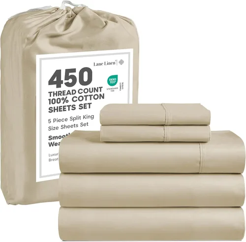 Vista 40 de LANE LINEN - Juego de sábanas tamaño Queen, 450 hilos, 100% algodón, refrescantes, suaves y transpirables, con bolsillo profundo, 4 piezas