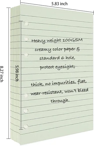 Vista 6 de Papel de Recambio A5 de 90+54+14 con Insertos de Planificador de Calendario Semanal Mensual Sin Fecha, Papel de Hojas Sueltas de 6 Anillas
