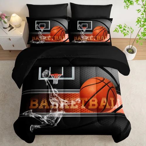 Vista 34 de AILONEN Juego de edredón para niños con temática de astronautas de dibujos animados tamaño individual, lindo juego de ropa de cama con cohetes