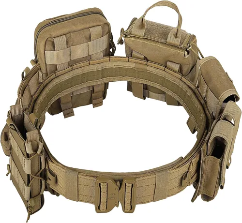 Vista 7 de YAKEDA Molle - Cinturón de batalla con accesorios – Cinturón táctico de combate Airsoft resistente (8 piezas)