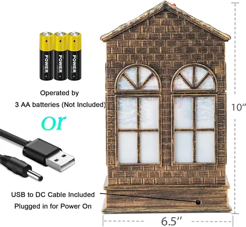 Vista 30 de Linterna de Globo de Nieve Navideño de 10" con Muñeco de Nieve de Granja, Globos de Nieve Giratorios Brillantes Iluminados con Música