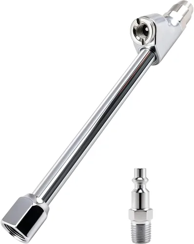 GODESON Portabrocas de aire de doble cabeza, portabrocas de metal con recto y ángulo de 30°, boquilla de inflado de neumáticos NFT de 1/4 pulgadas
