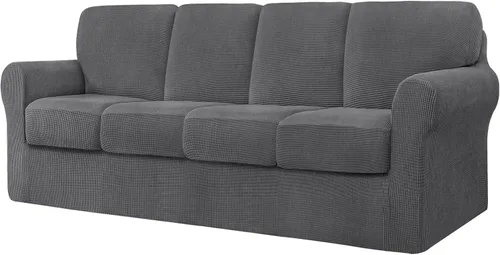 Vista 393 de CHUN YI Fundas para sofá de 7 piezas, lavables, fundas elásticas para sofá de 3 cojines con respaldo y fundas de cojín separados, protector