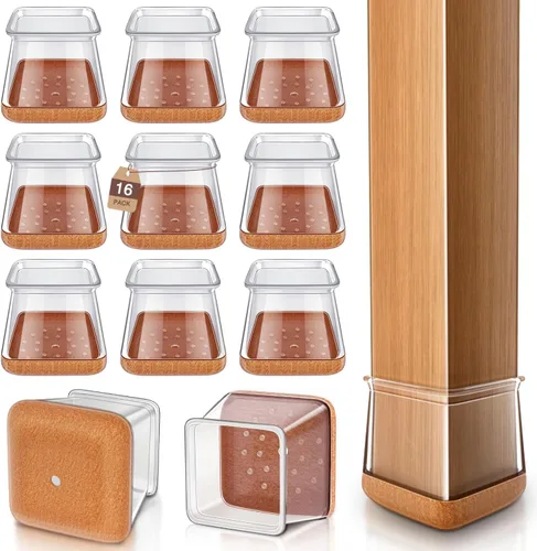 Vista 11 de Protectores de Piso para Patas de Silla Cuadrados, Protectores de Patas de Silla para Pisos de Madera Dura, Tapas de Silicona con Fieltro que