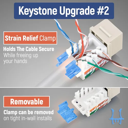 Vista 18 de Everest - Paquete de 50 conectores Keystone RJ45 Cat6 en ángulo de 45°, color blanco, conectores RJ45 hembra de perfil delgado, conector Keystone