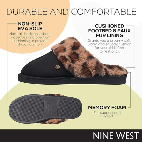 Vista 4 de NINE WEST Pantuflas para mujer, extra suaves y cómodas, para invierno, para casa
