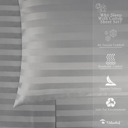 Vista 126 de URBANHUT Juego de sábanas de algodón egipcio de 1000 hilos tamaño completo, 4 piezas, suaves y transpirables, sábanas de hotel de lujo que se