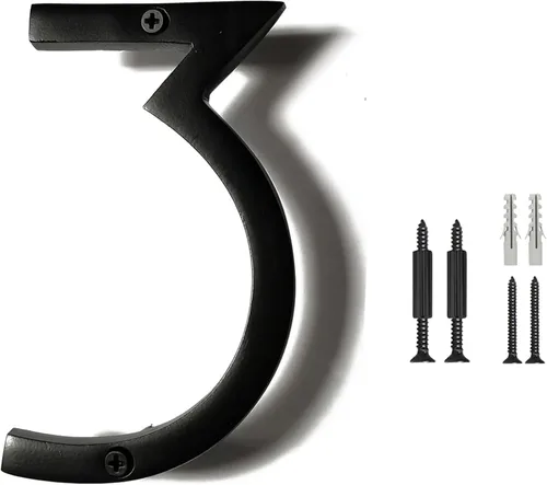 Vista 18 de NACH Números de casa flotantes, números de casa negros de aluminio de 4 pulgadas para exteriores - Número 0, números de puerta con accesorios