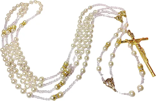 Vista 4 de Ivory Pearls Wedding Lasso Gold Plated accents/Lazo de Bodas en Perlas beige/Crystal Pearl Wedding Lasso/wedding Rosary