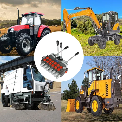 Vista 7 de Válvula de control direccional de retroexcavadora hidráulica de 2 joysticks, 6 carretes, 11 GPM para motores de cargador de tractor, carrete