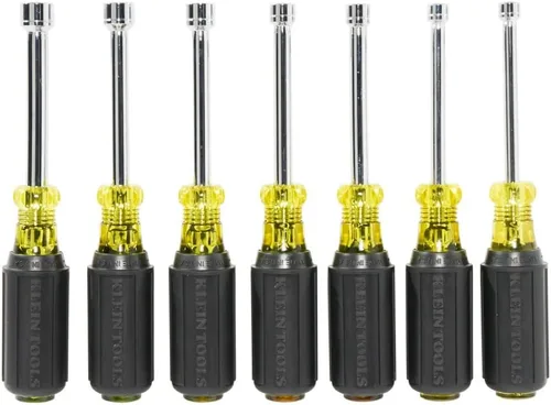 Vista 6 de Klein Tools 65160 Juego de herramientas, hecho en EE. UU., juego de tuercas métricas tamaños 5, 5.5, 6, 7, 8, 9 y 10 mm, ejes huecos cromados de 3