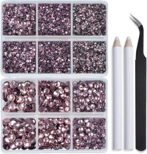 Vista 76 de Bymitel Hotfix - Gemas redondas de diamantes de imitación de cristal para manualidades, mezcla de 6 tamaños con kit de lápiz de cera, negro