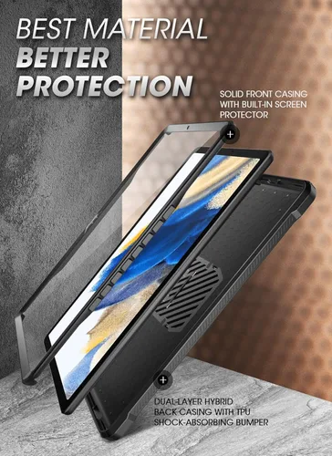 Vista 3 de SUPCASE Funda para Galaxy Tab A8 con soporte (Unicorn Beetle Pro), [protector de pantalla integrado] Funda protectora de cuerpo completo resistente