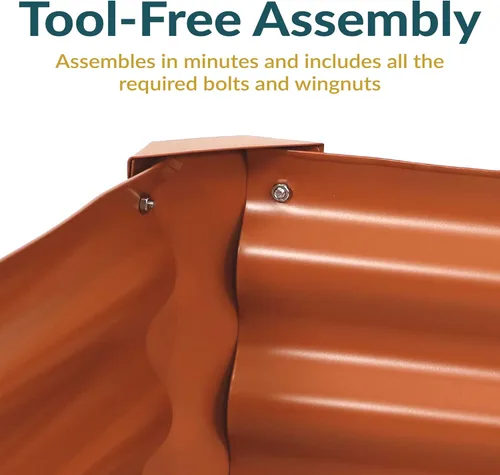 Vista 4 de Sunnydaze Kit de cama de jardín elevada de acero hexagonal de 41 pulgadas, maceta de metal para plantas, flores, verduras y hierbas, color marrón