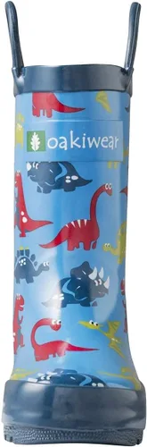 Vista 4 de OAKI Botas de lluvia de goma impermeables para niños con asas fáciles de poner