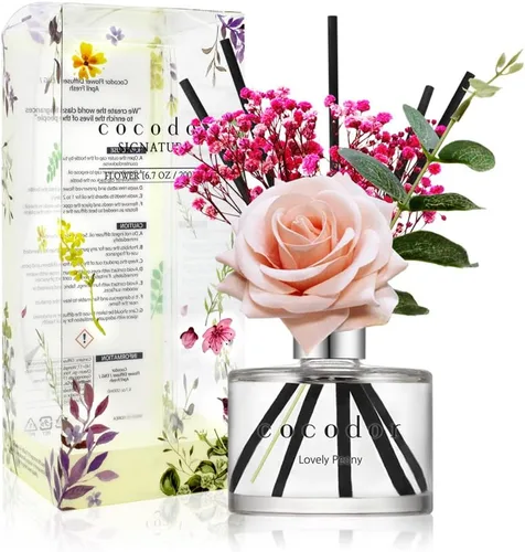 Vista 30 de COCODOR - Difusor con flores reales preservadas, aceite de perfume de rosa y varillas de junco, de 6,7 onzas (200 ml), decoración para el hogar