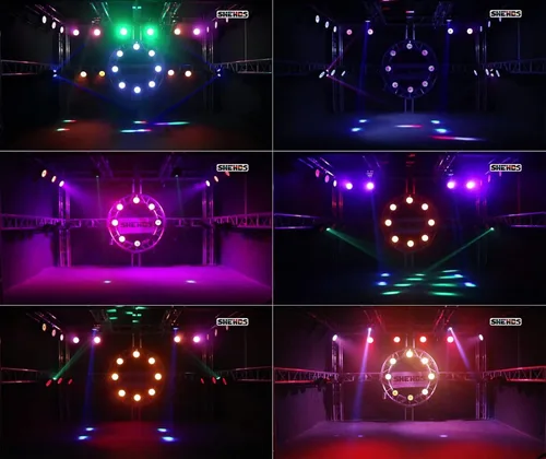 Vista 4 de SHEHDS LED Stage Par Lights LED 18X18W DJ Stage Lights RGBWA+UV 6in1 Wash/Strobe Effect DMX512 Control Sound Activated Aluminum Alloy Shell