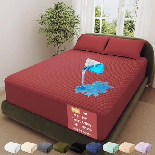 Vista 18 de OhGeni - Protector de colchón 100 % impermeable, almohadilla suave para colchón tamaño individual, resistente al pelo de mascotas y a la enuresis